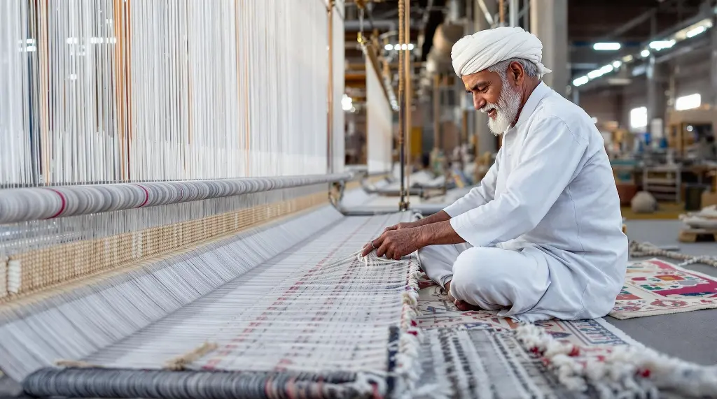 "100% handmade rug crafted by skilled artisans – authentic, traditional craftsmanship"
