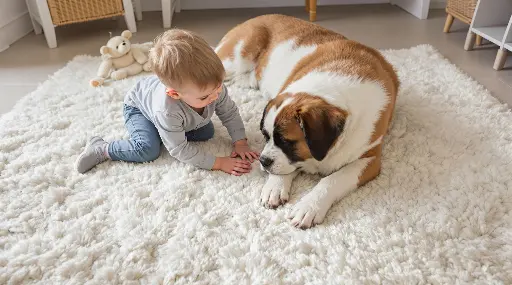 "Kids and pet-friendly rug – safe, non-toxic, and durable flooring ideal for family homes"