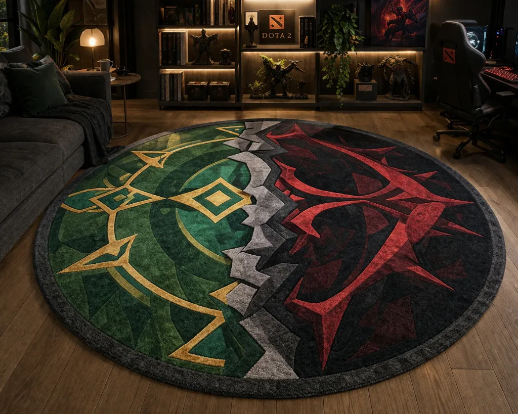 "The Ancient Equilibrium – Hand-Tufted Premium Wool Circular Rug (Radiant & Dire Inspired).webp