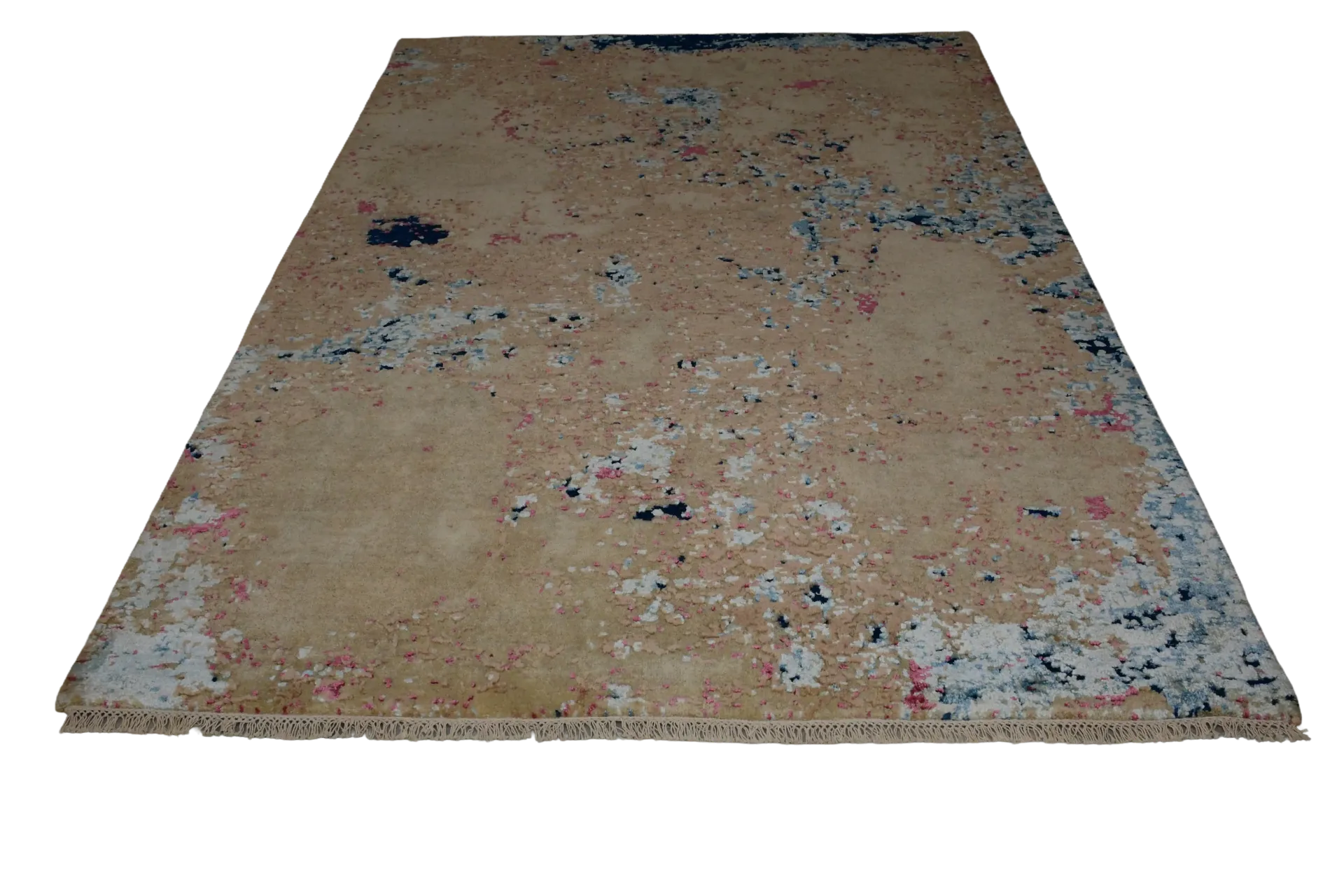 Hand Knotted Abstract Wool Rug, Modern Neutral Designer Area Carpet, Handmade Luxury Rug