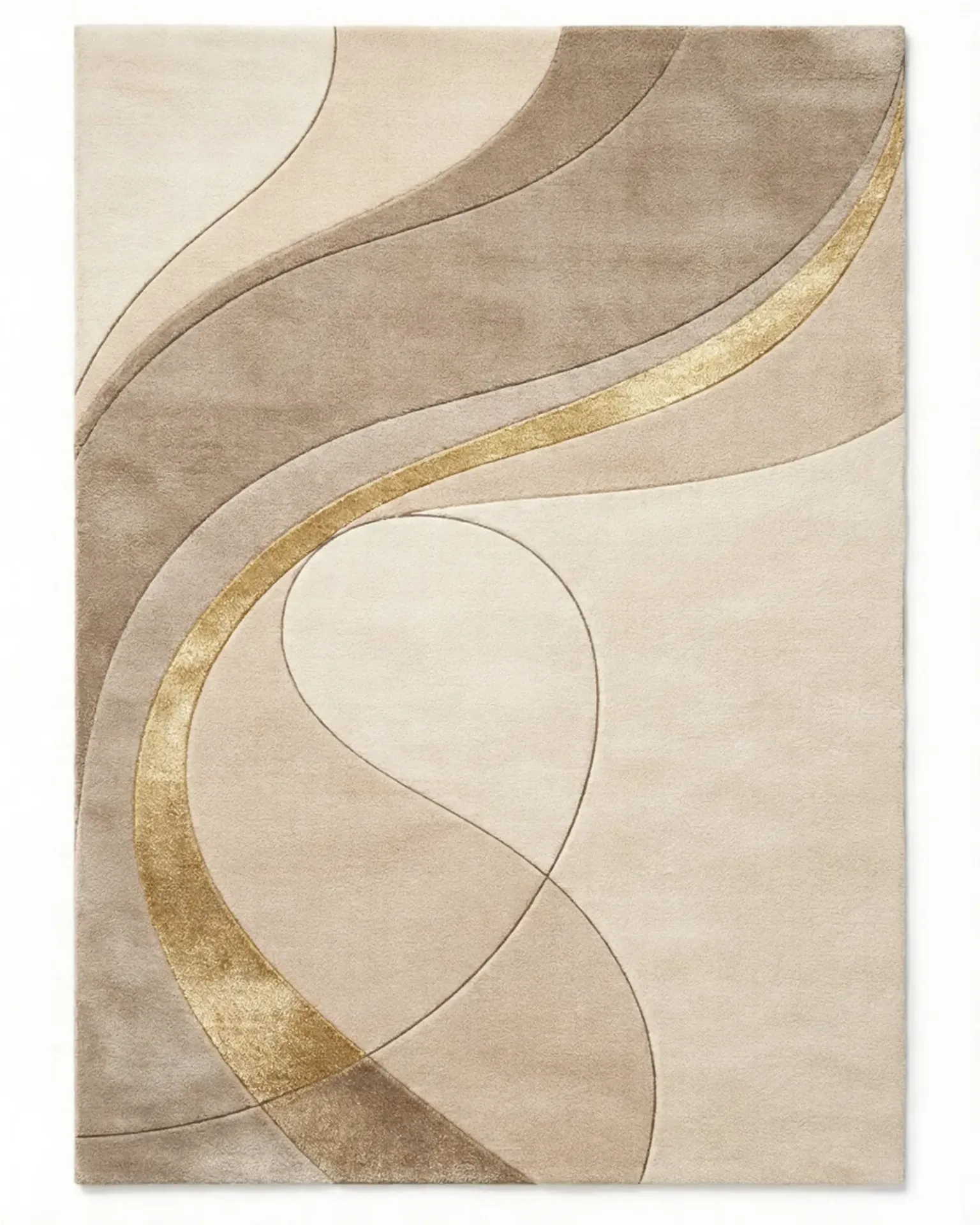 Golden Flow Abstract Hand-Tufted Rug – Wool & Viscose Luxury Carpet