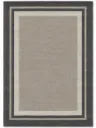Greige & Charcoal Border Wool Rug, Hand Tufted Modern Area Rug